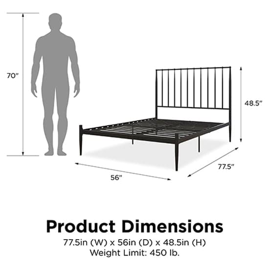 Giulia Metal King Size Bed In Black