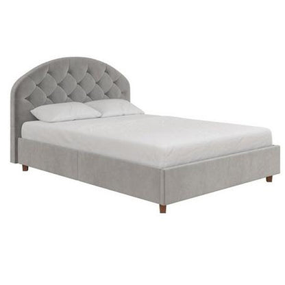 Aspen Velvet King Size Bed In Light Grey