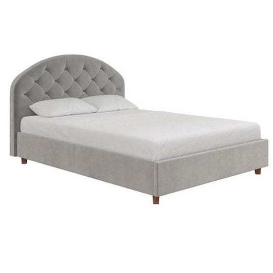 Aspen Velvet King Size Bed In Light Grey