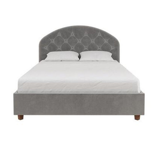 Aspen Velvet King Size Bed In Light Grey