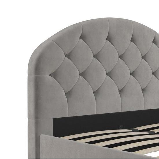Aspen Velvet King Size Bed In Light Grey
