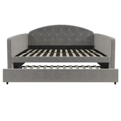 Aspen Velvet Daybed With Guest Bed In Light Grey