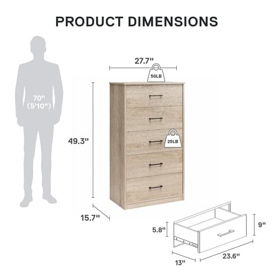 Brez Wooden Chest Of 4 Drawers In Light Oak