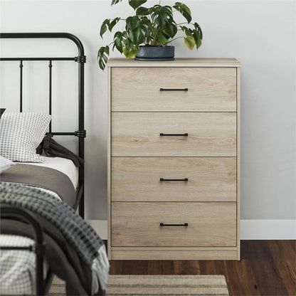 Brez Wooden Chest Of 4 Drawers In Light Oak