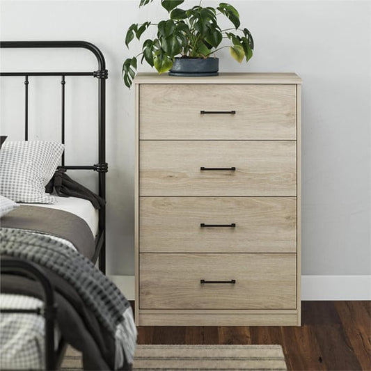 Brez Wooden Chest Of 4 Drawers In Light Oak