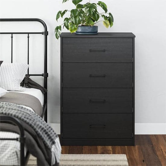 Brez Wooden Chest Of 4 Drawers In Black Oak
