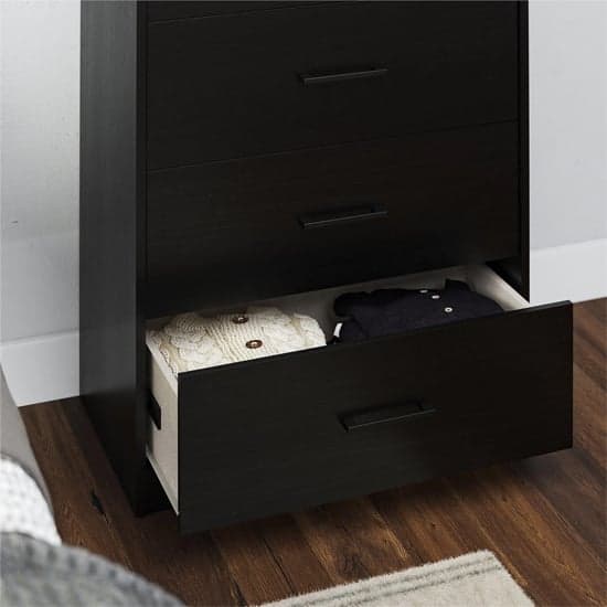 Brez Wooden Chest Of 4 Drawers In Black Oak