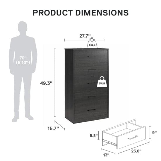 Brez Wooden Chest Of 4 Drawers In Black Oak