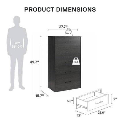 Brez Wooden Chest Of 4 Drawers In Black Oak