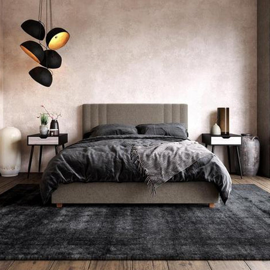 Charis Linen Fabric Double Bed In Light Grey