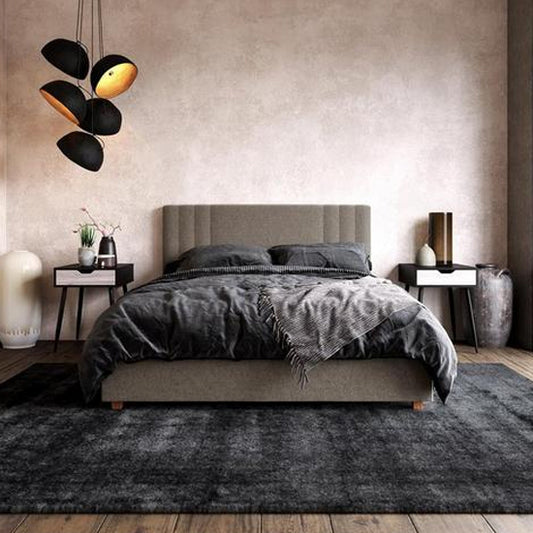 Charis Linen Fabric Double Bed In Light Grey