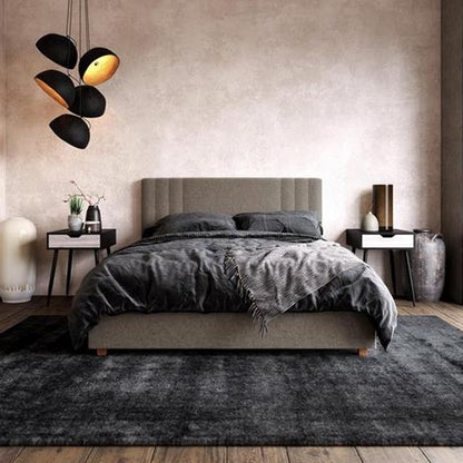 Charis Linen Fabric King Size Bed In Light Grey