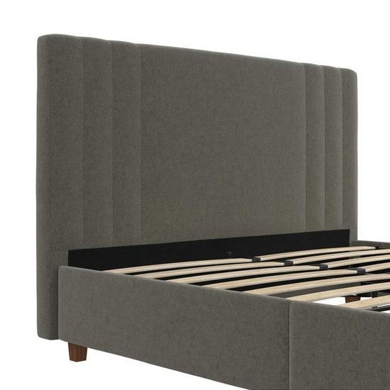 Charis Linen Fabric King Size Bed In Light Grey