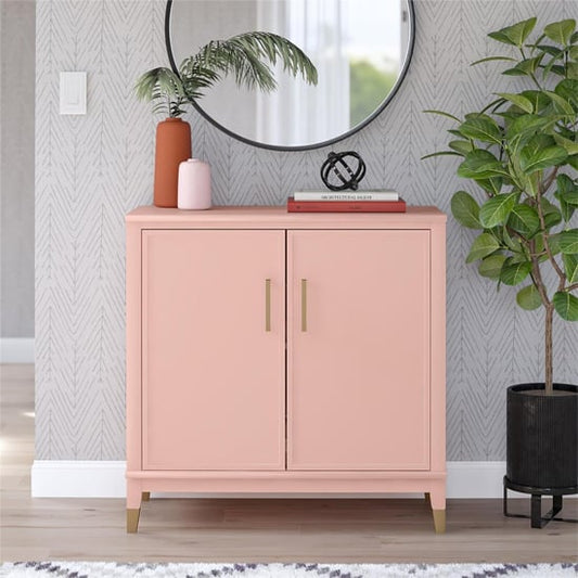 Westerleigh Wooden Storage Cabinet With 2 Doors In Pale Pink