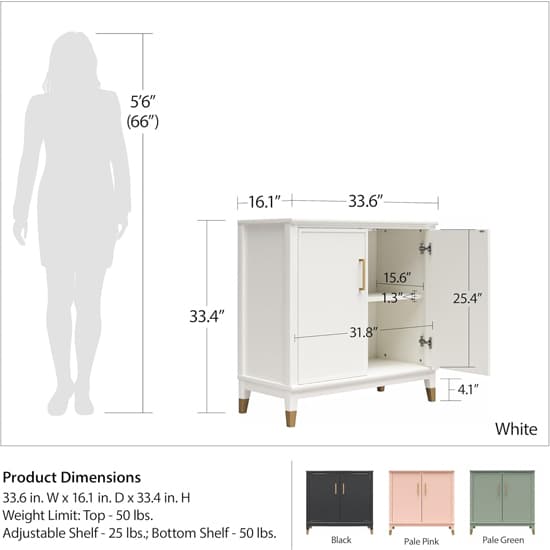 Westerleigh Wooden Storage Cabinet With 2 Doors In Pale Green