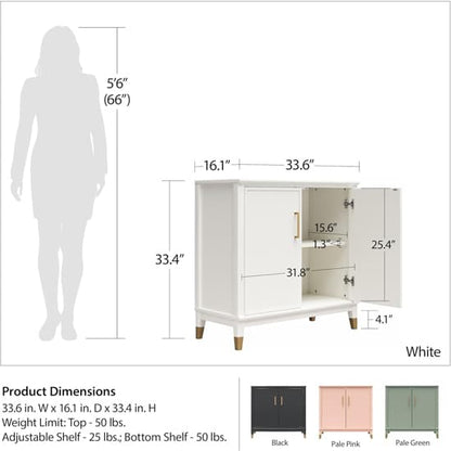 Westerleigh Wooden Storage Cabinet With 2 Doors In Pale Green