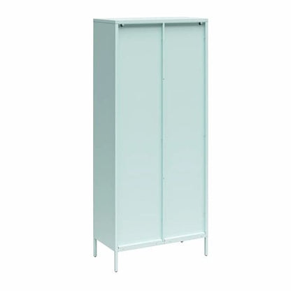 Luna Tall Metal Storage Cabinet With 2 Fluted Glass Doors In Sky Blue