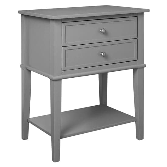 Franklyn Wooden Side Table With 2 Drawers In Grey