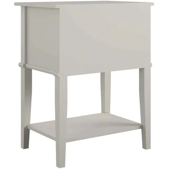 Franklyn Wooden Side Table With 2 Drawers In Taupe