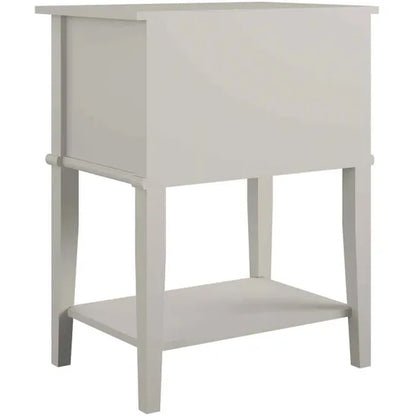 Franklyn Wooden Side Table With 2 Drawers In Taupe