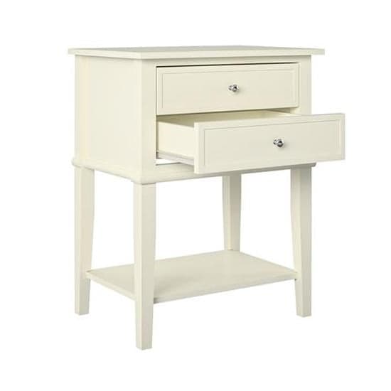 Franklyn Wooden Side Table With 2 Drawers In White