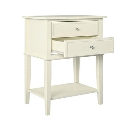 Franklyn Wooden Side Table With 2 Drawers In White