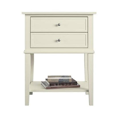 Franklyn Wooden Side Table With 2 Drawers In White