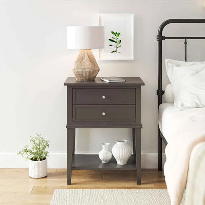 Franklyn Wooden Side Table With 2 Drawers In Graphite