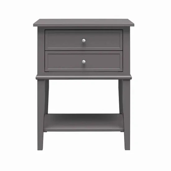 Franklyn Wooden Side Table With 2 Drawers In Graphite