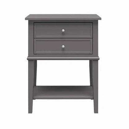 Franklyn Wooden Side Table With 2 Drawers In Graphite
