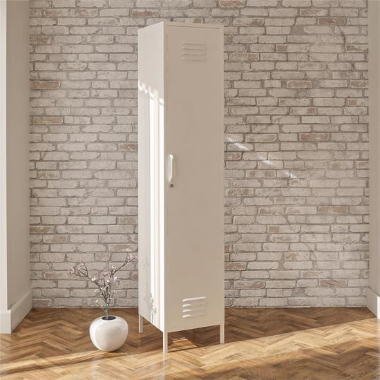 Mission District Metal Storage Cabinet With 1 Door In White
