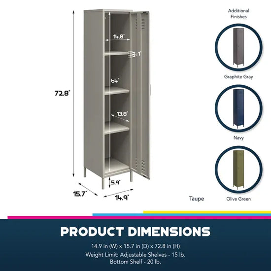 Bradford Metal Storage Cabinet Tall With 1 Door In Olive Green