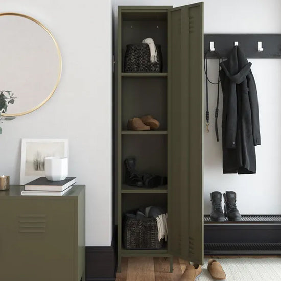 Bradford Metal Storage Cabinet Tall With 1 Door In Olive Green