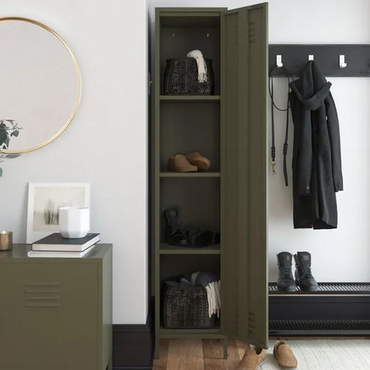 Bradford Metal Storage Cabinet Tall With 1 Door In Olive Green