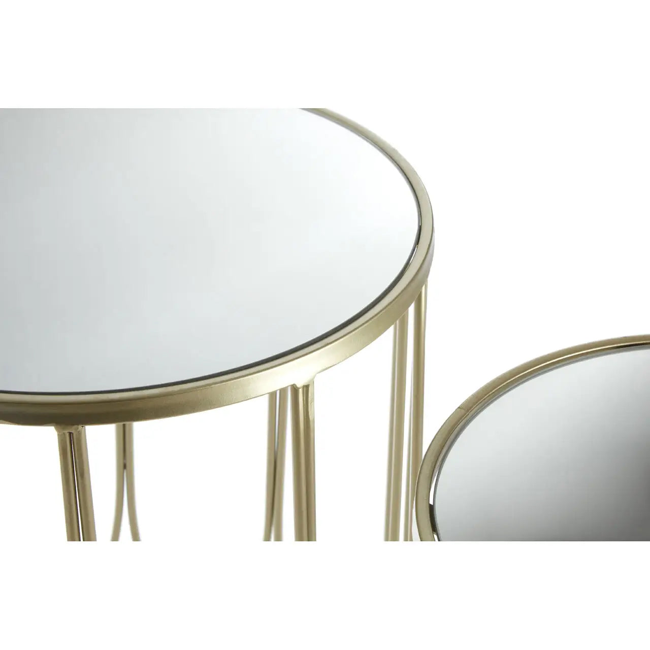 Avantis Mirrored Glass Set of 2 Side Tables With Champagne Frame