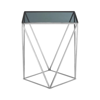 Shalimar Square Glass Top Side Table With Quadrilateral Base