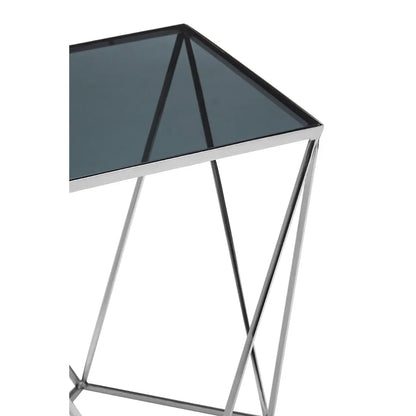 Shalimar Square Glass Top Side Table With Quadrilateral Base