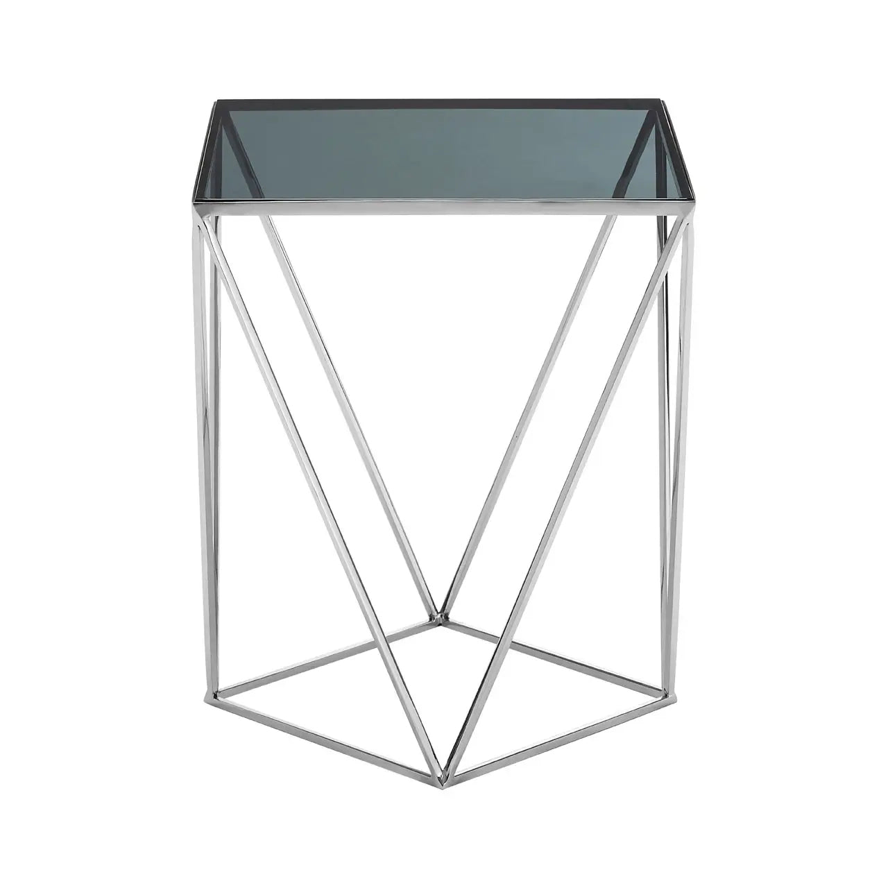 Shalimar Square Glass Top Side Table With Quadrilateral Base