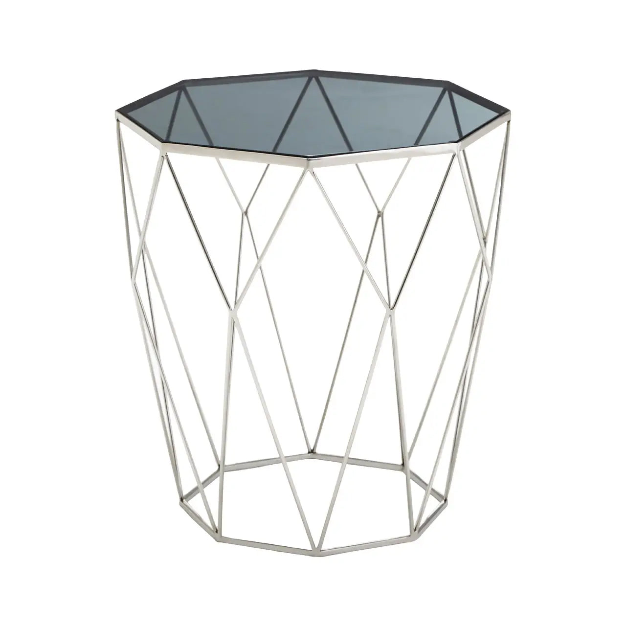 Shalimar Octagonal Marble Side Table With Silver Metal Base