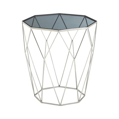 Shalimar Octagonal Marble Side Table With Silver Metal Base