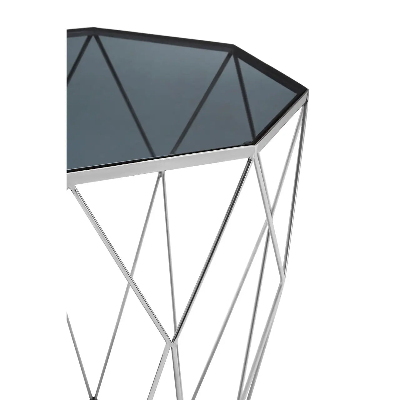 Shalimar Octagonal Marble Side Table With Silver Metal Base
