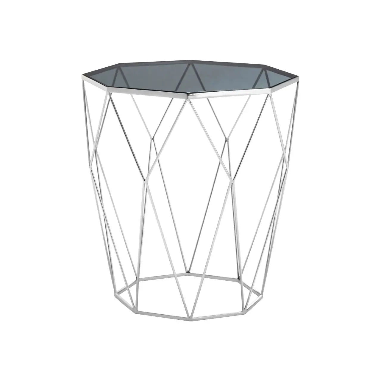 Shalimar Octagonal Marble Side Table With Silver Metal Base