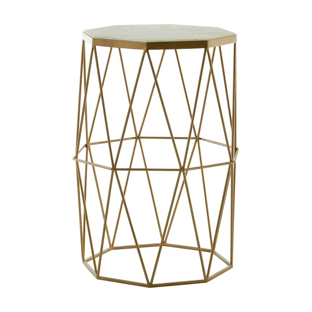 Shalimar Octagonal Marble Side Table With Gold Metal Base