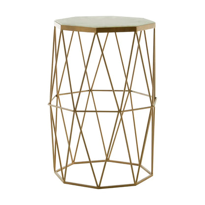 Shalimar Octagonal Marble Side Table With Gold Metal Base