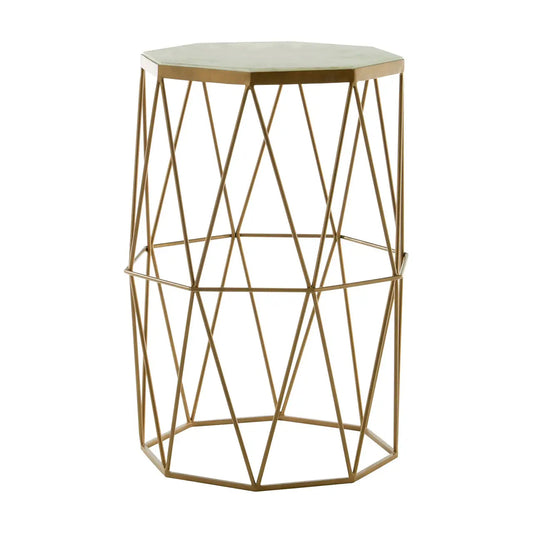 Shalimar Octagonal Marble Side Table With Gold Metal Base