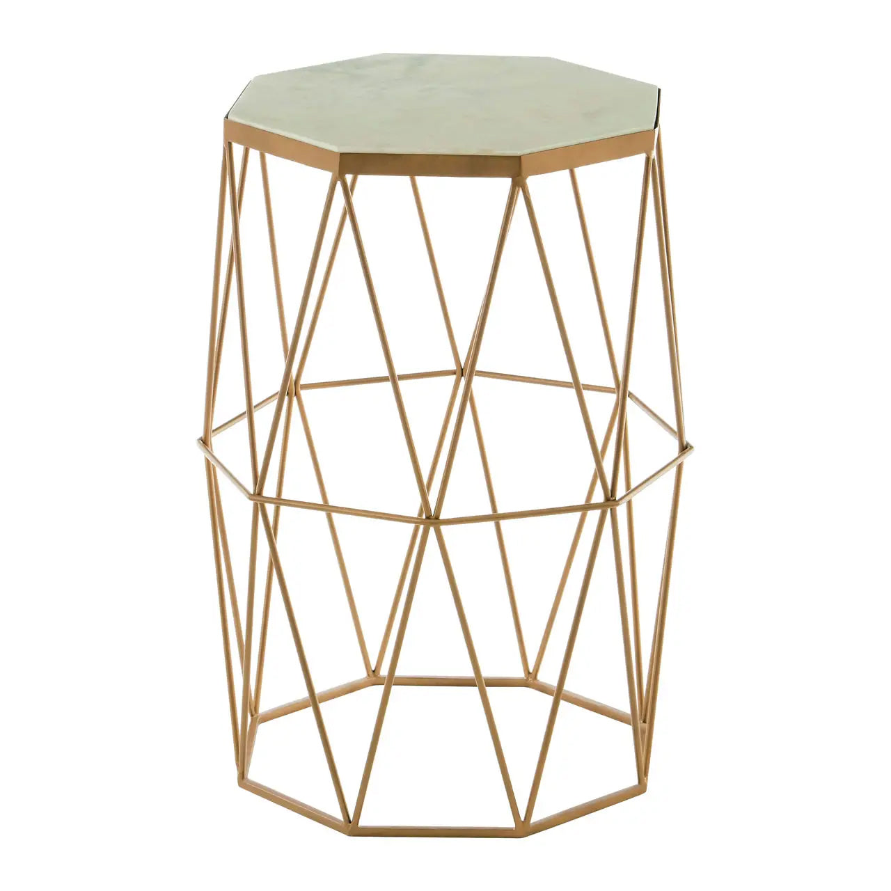 Shalimar Octagonal Marble Side Table With Gold Metal Base
