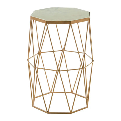 Shalimar Octagonal Marble Side Table With Gold Metal Base