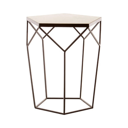 Shalimar Pentagonal Marble Top Side Table With Sleek Iron Frame