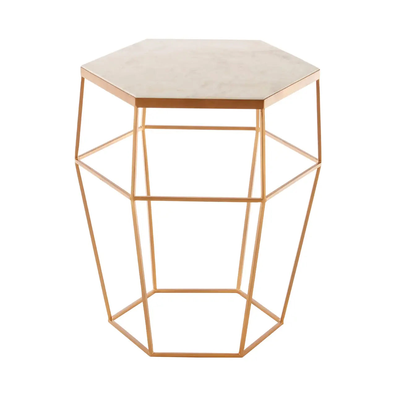 Shalimar Marble Top Side Table With Hexagonal Base