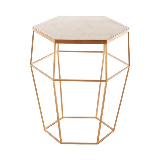 Shalimar Marble Top Side Table With Hexagonal Base